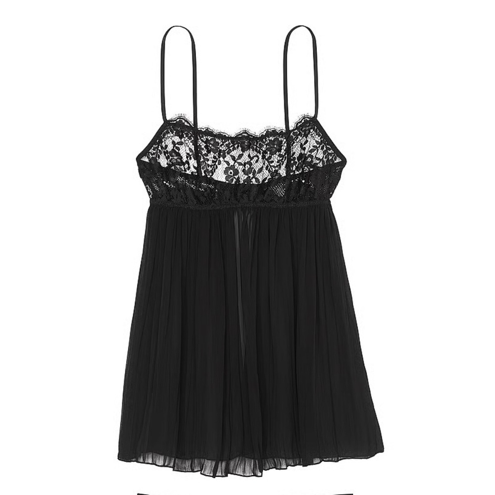New! VS DREAM ANGELS Dare to Dream Lace Pleated Babydoll Black 45986
